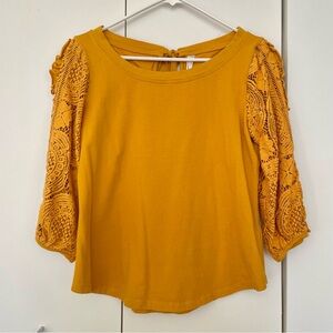 Anthropologie Lace Sleeve Top